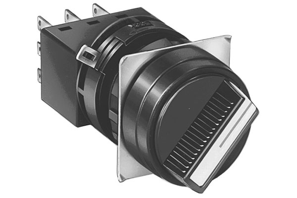 IDEC 22mm Selector Switch; Round; 2-Position; DPDT; Maintained; Black w/ White Insert